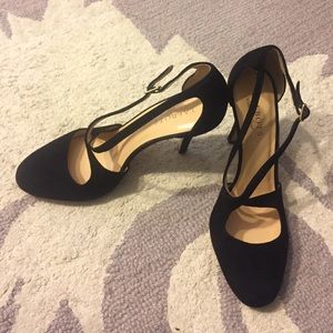 Talbots Black suede d'orsay pumps