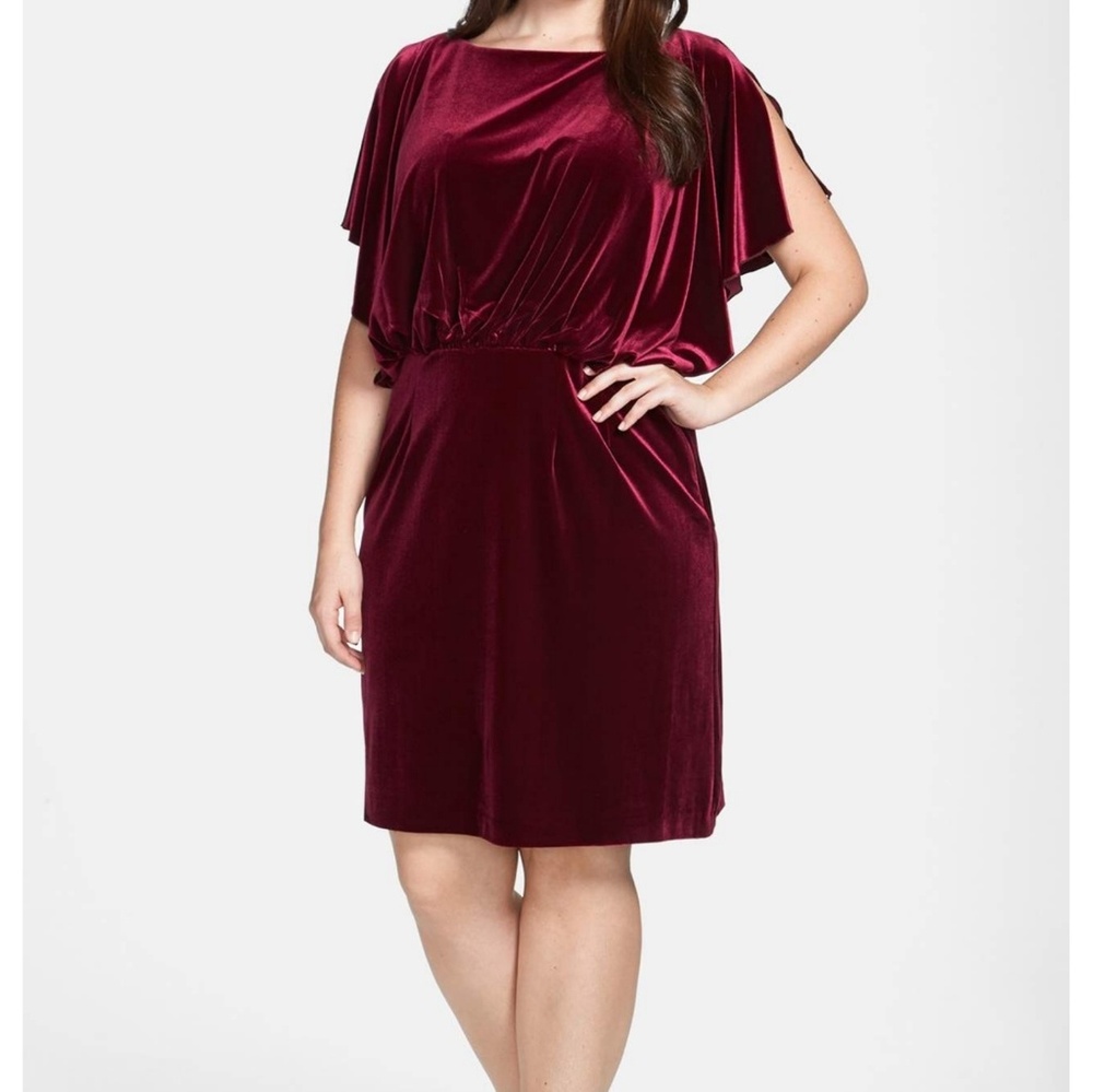 Jessica Simpson Backless Cranberry Velvet Dress