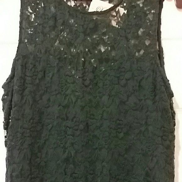 Dark teal lace peep top dress - Picture 2 of 4