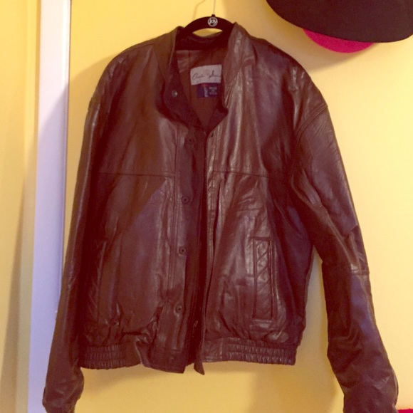 Men's brown leather jacket