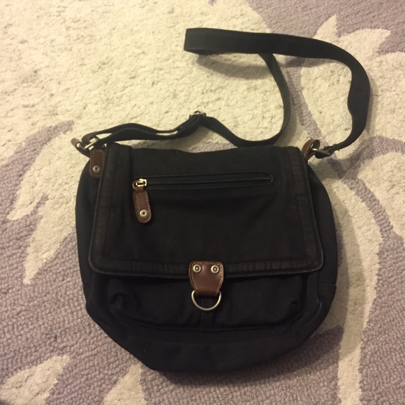 Black canvas cross body bag