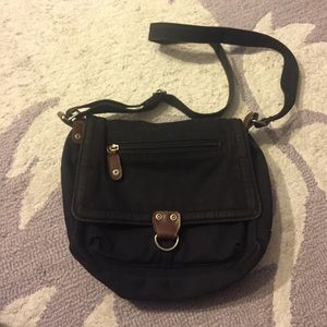 Black canvas cross body bag