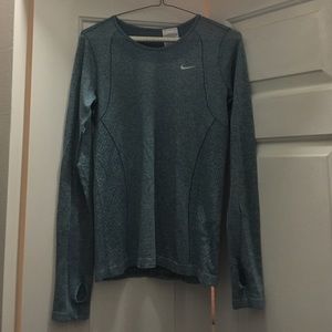 Teal long sleeve Nike running shirt