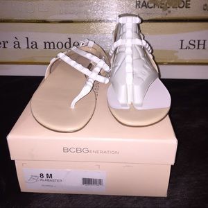 brown leather thong bcbg collection flat sandals