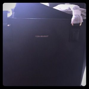New Vera Bradley black leather tote w/dustbag.