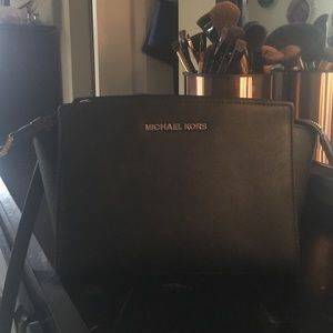 Michael Kors black saffiano leather satchel