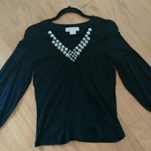 MICHAEL Michael Kors Studded V-Neck Blouse