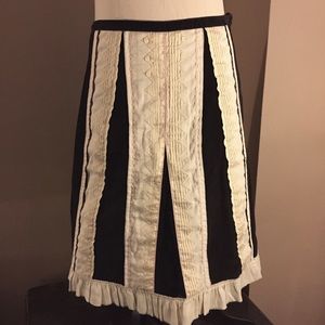 Odille Romantic A-line Velvety Blk Midi Skirt