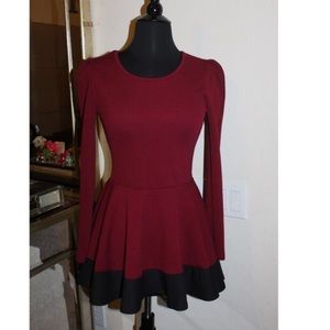 OXBLOOD RED MAROON PEPLUM TOP TUNIC SIZE SMALL