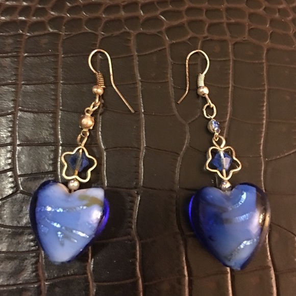 Cute sapphire colored heart shaped earrings.