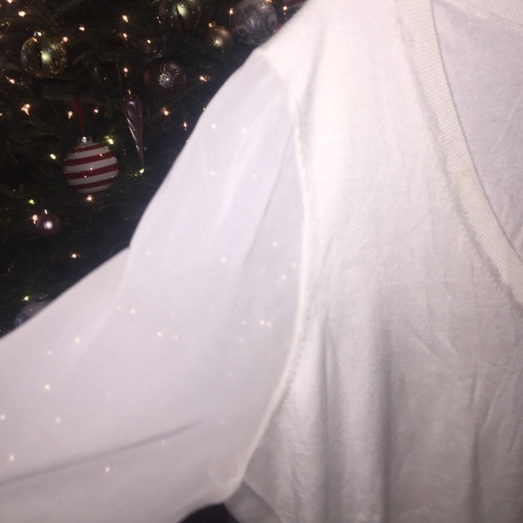 Banana Republic Vee Neck Sweater Wirh Sheer Arms - Picture 3 of 4