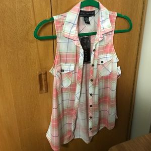 Cut off flannel with pink cami