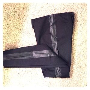 Black jcrew stretch 'pixie' pant w/ tuxedo stripe