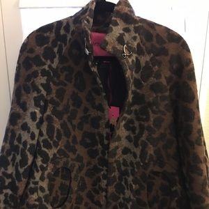 New Betsy Johnson leopard print wool coat