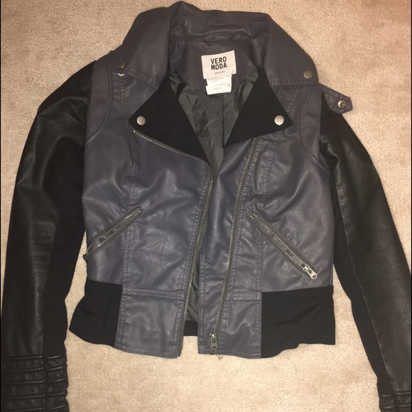 Gray & Black Vero Moda Faux Leather Jacket