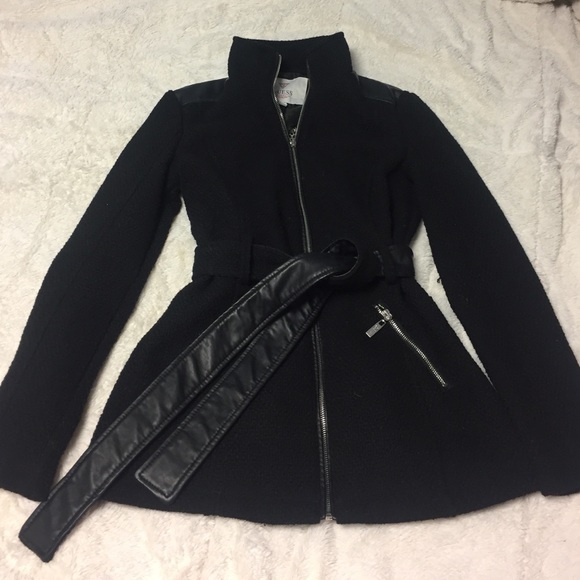 Guess leather and cotton dress coat