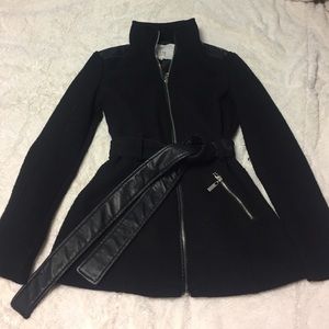 Guess leather and cotton dress coat
