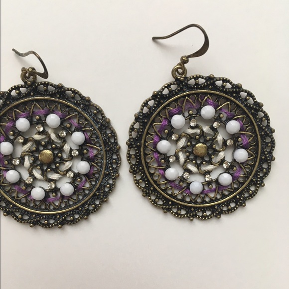 Maurices Jewelry - Purple gold and white stitched hoops