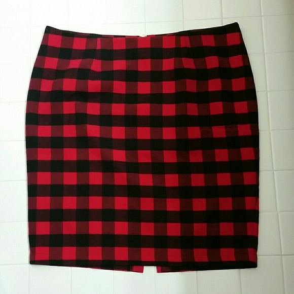 Red and black checked skirt