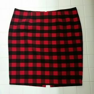 Red and black checked skirt