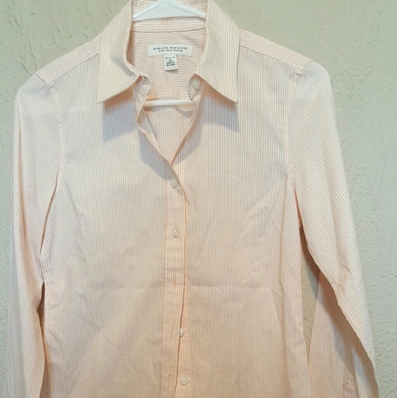Peach Pinstripe Banana Republic Button Down