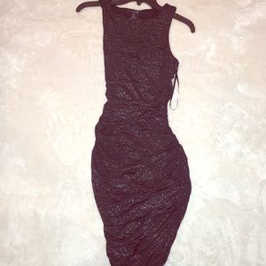 Black Cheetah Leopard Ruched Dress