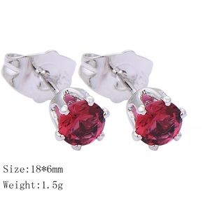 🌈Stud earrings white Gold Filled Red Crystal
