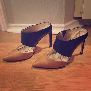 Sam Edelman Monroe Leather Mule, Camel/Black, heel