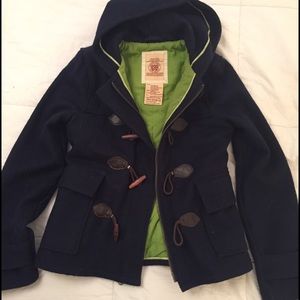 Navy Hollister Peacoat with Brown Toggles