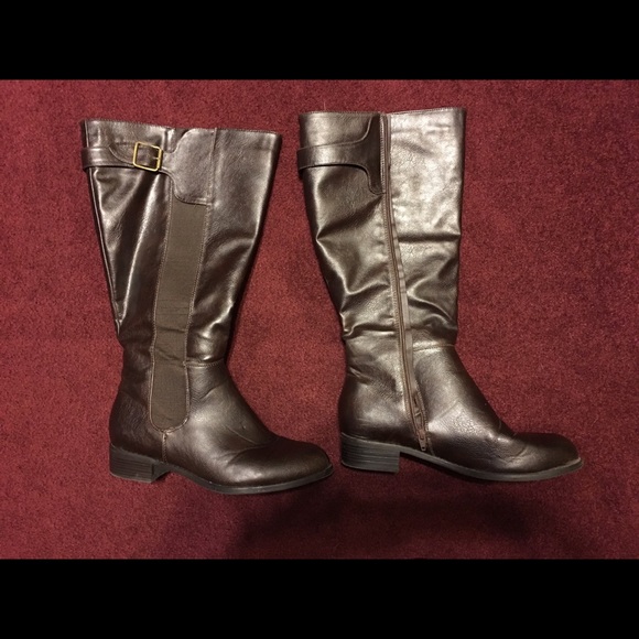 Wide calf brown boots