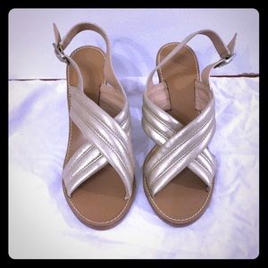 J.Crew Metallic Block Heel Sandal