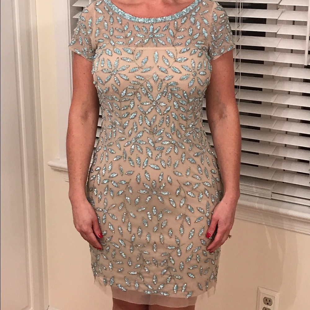 Aidan Maddox cream sequin dress