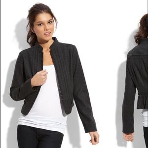 Hinge Crop Wool Military Peplum Jacket Sz large