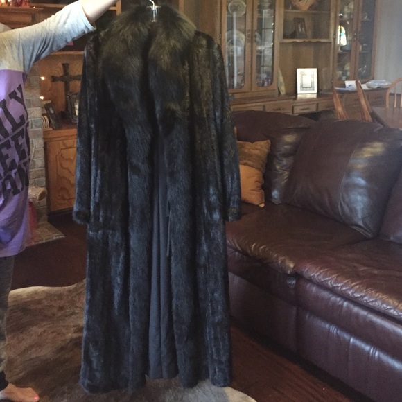 Womans full length black mink coat