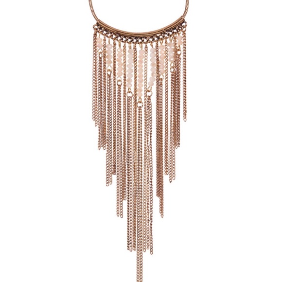 Free Press Jewelry - Opal/Gold Beaded Fringe Pendant Necklace