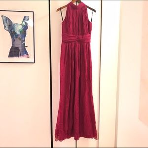 Halter long magenta dress