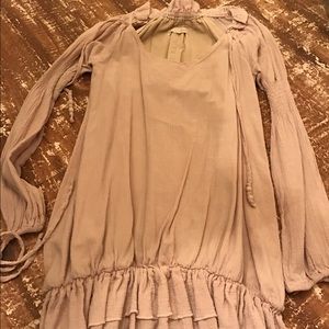 A'reve tan ruffley blouse