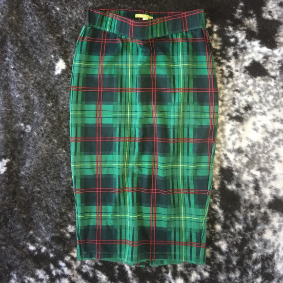 Gianni Bini Plaid High Waisted Pencil Skirt