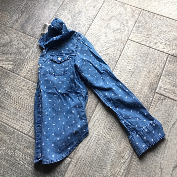 GIRLS  Cherokee denim polka dot button-up