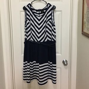 Navy blue and white dress