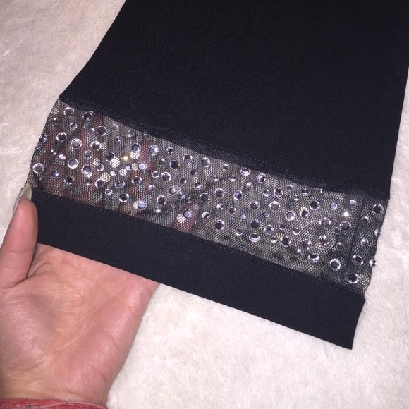 Black Straight Leg Pant with Embellished Ankle - Picture 2 of 2