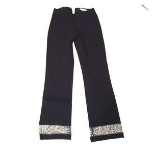 Black Straight Leg Pant with Embellished Ankle