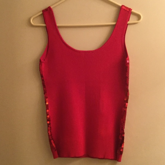 NWOT Red Sequin Front Xmas Holiday Stretch Tank M - Picture 3 of 4