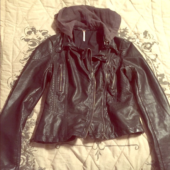Free People vegan leather moto jacket size 2