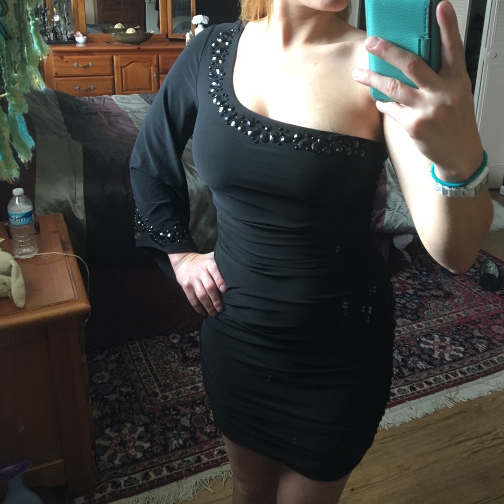 Black accented bodycon dress