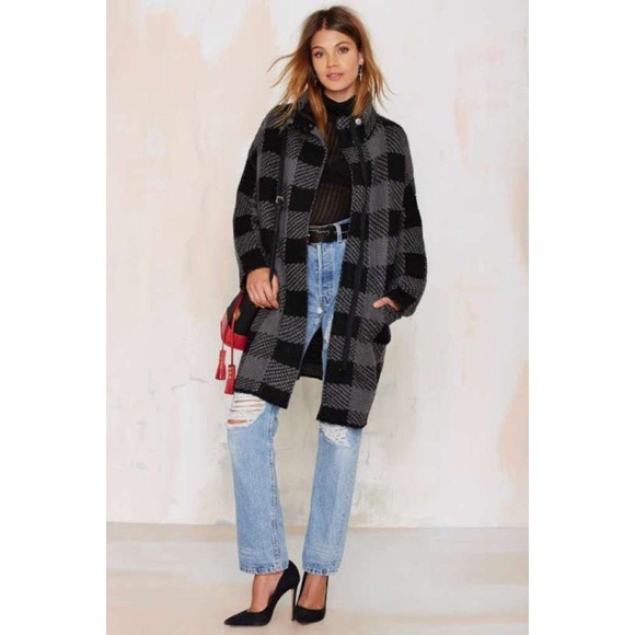 Nasty Gal plaid cardigan coat