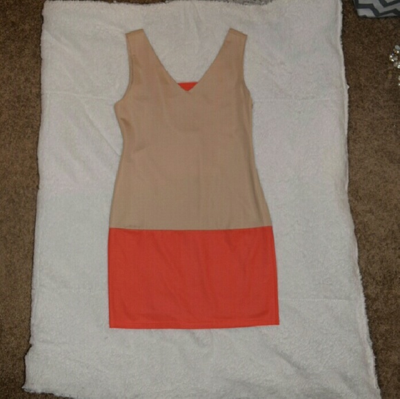 Tan & Coral Dress