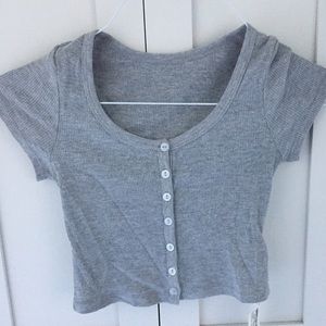 American Apparel button up crop top