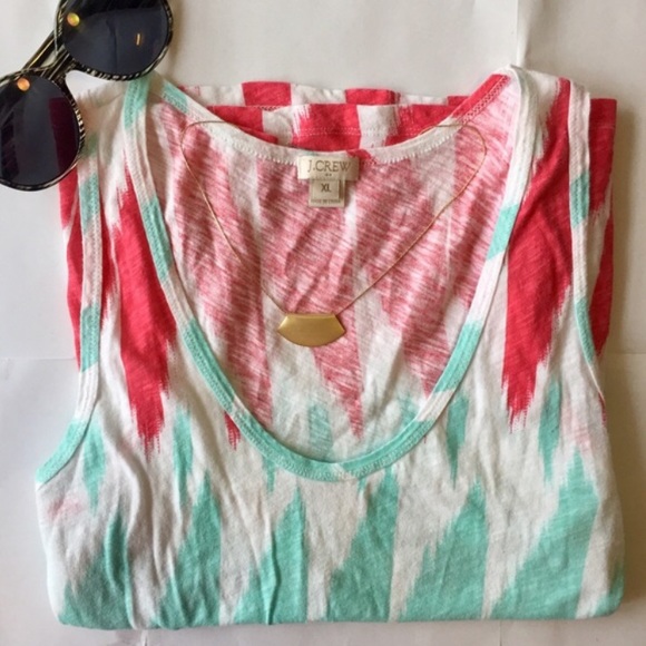 J. Crew Tops - J.Crew Ikat Print Racerback Tank Top Cotton XL