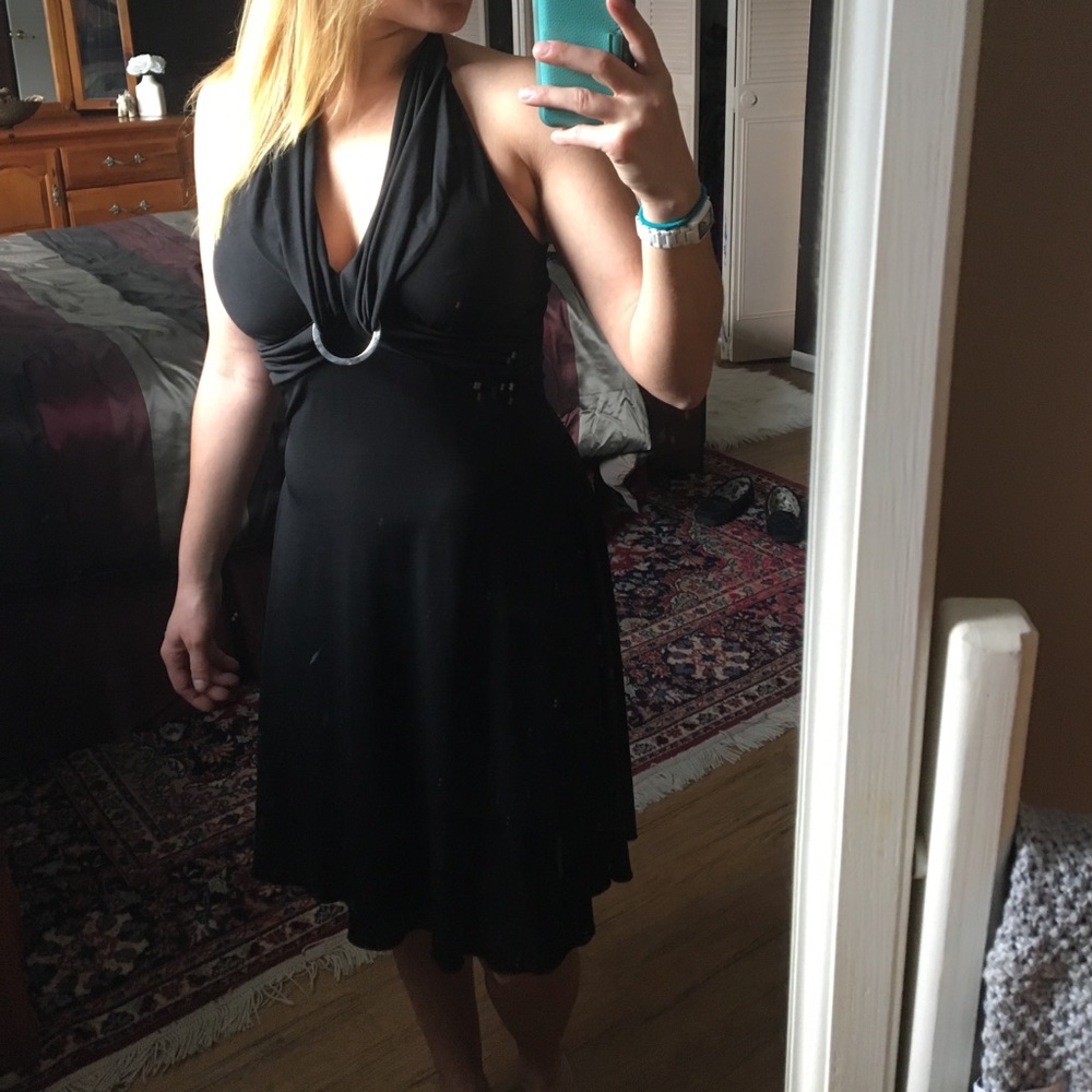 Flowing halter formal dress